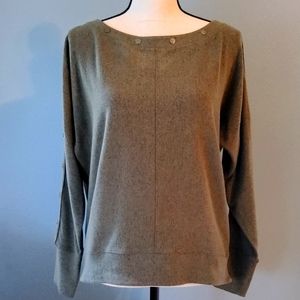 White House Black Market NWT Woman's LS Snap Trim PO Sweater Small Olive Soft